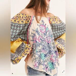 EUC Free People Positano Print Blouse Small